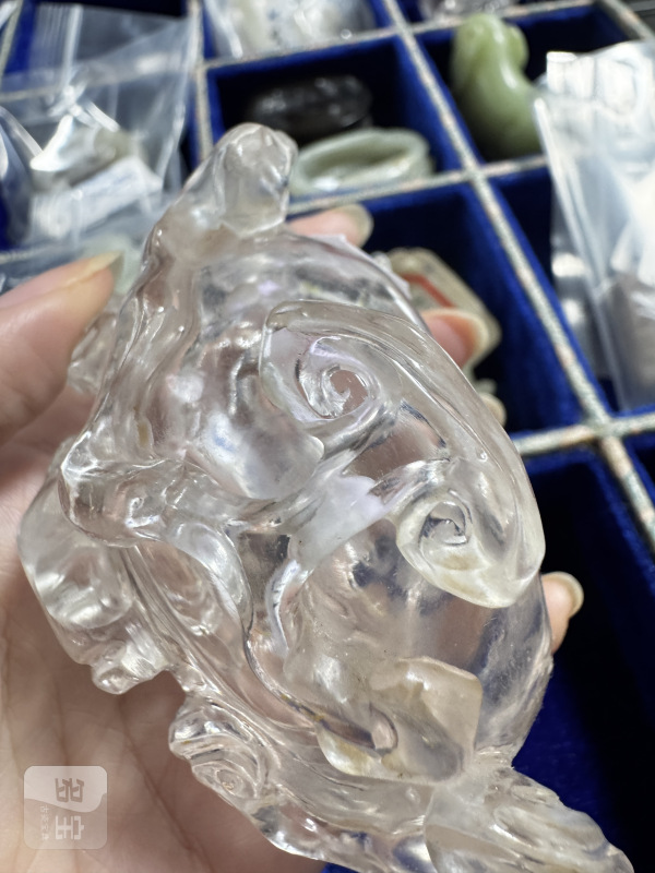 清 水晶灵芝洗配座、铜勺 - 图4